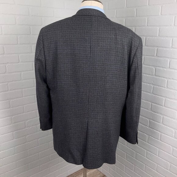 Chaps Blazer‎ Men 46R Blue Gray Houndstooth Lambswool Classic Career Jacket - Picture 3 of 13